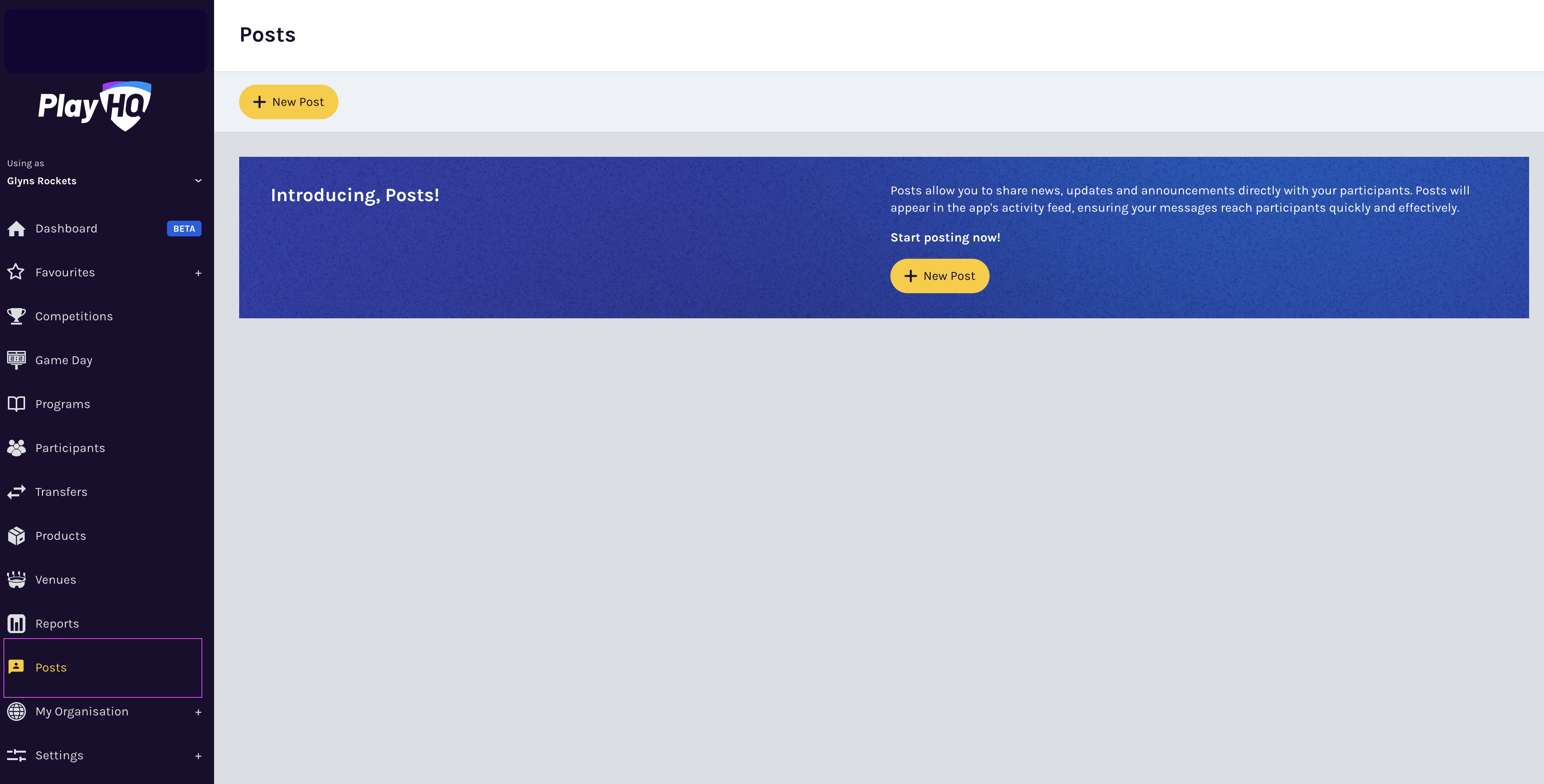 Posts tab in navigation bar
