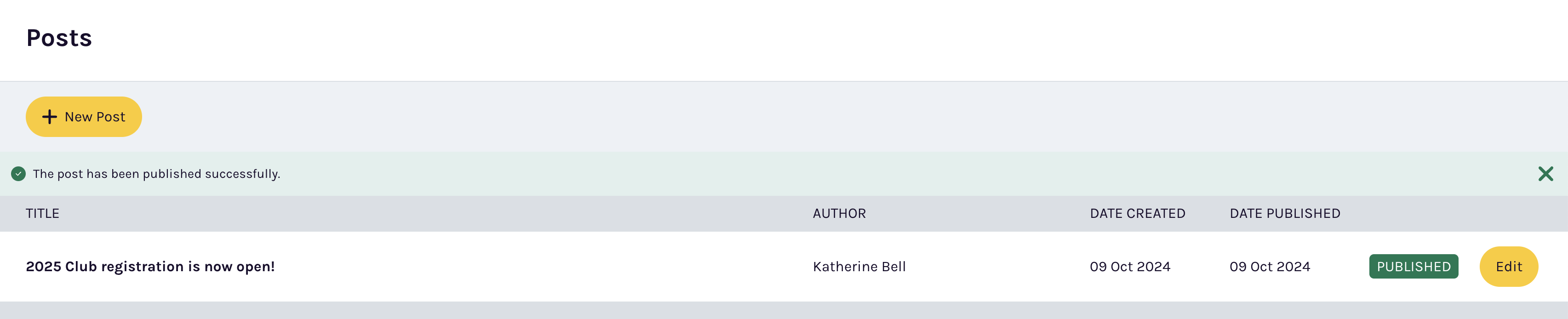 Edit button in posts list