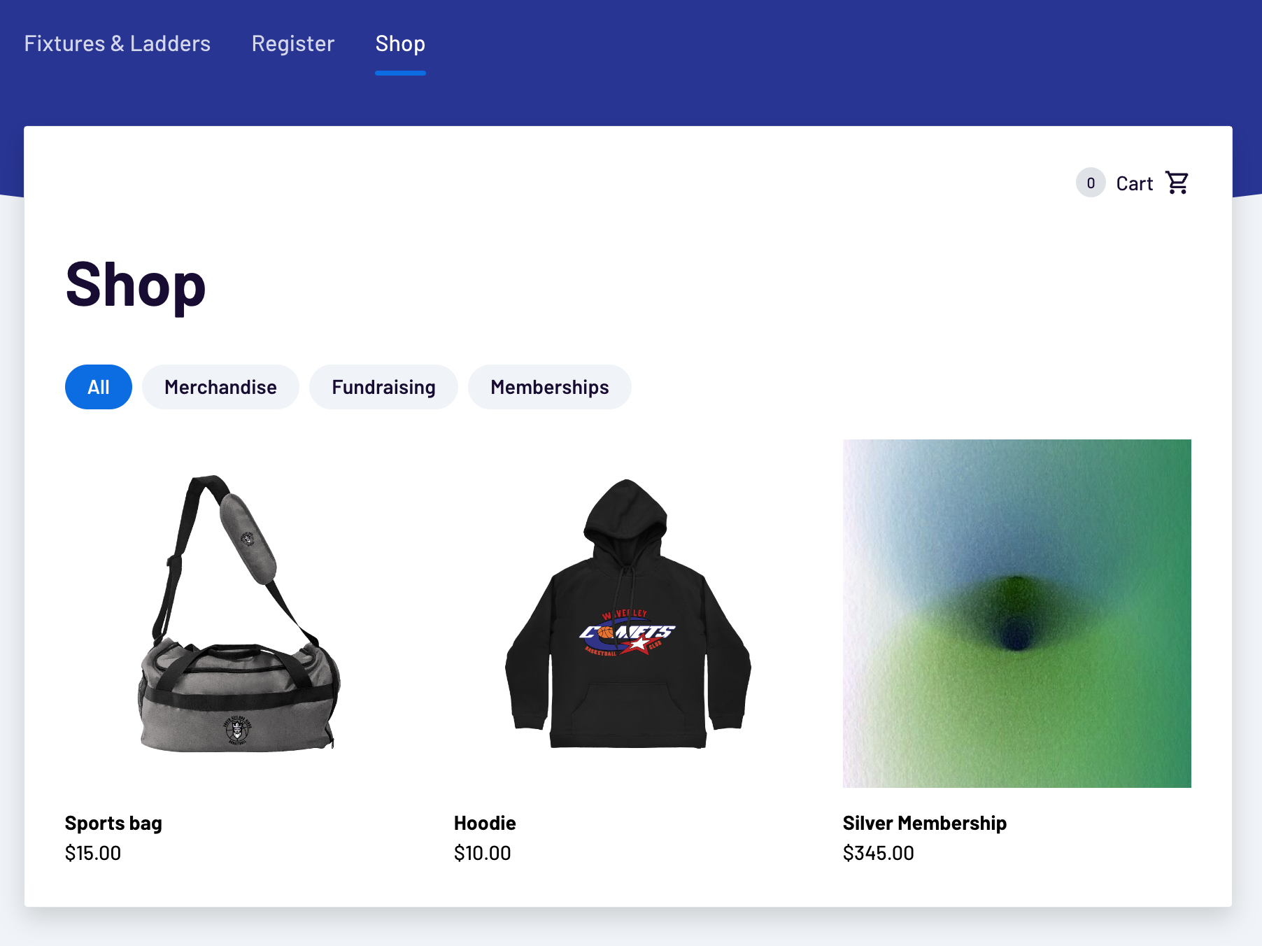 Example of Shop tab