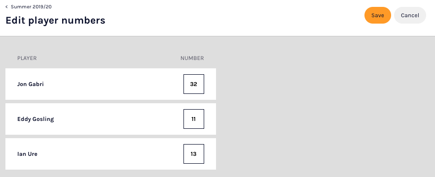 Player number entry screen