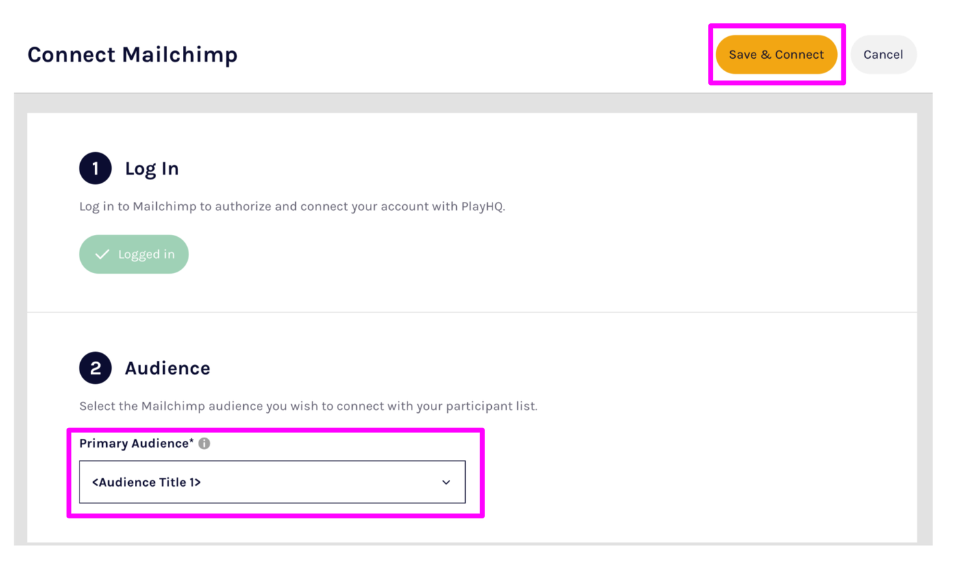 Audience selection screen