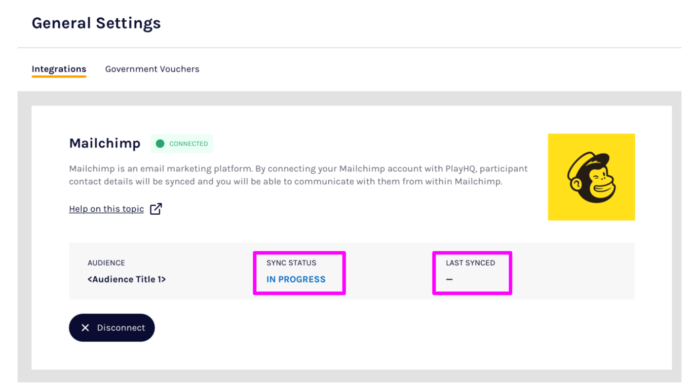 Synchronisation status display